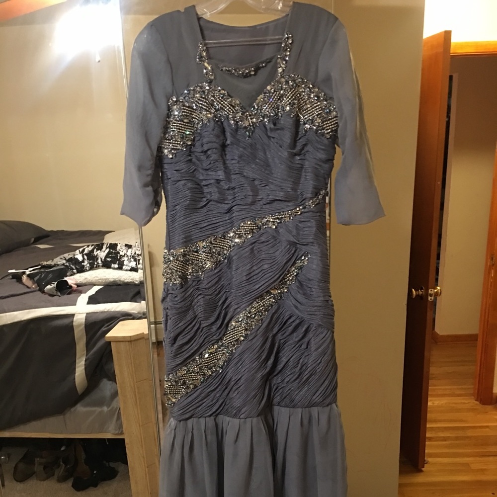 Custom made folded chiffon gray bridesmaid dress